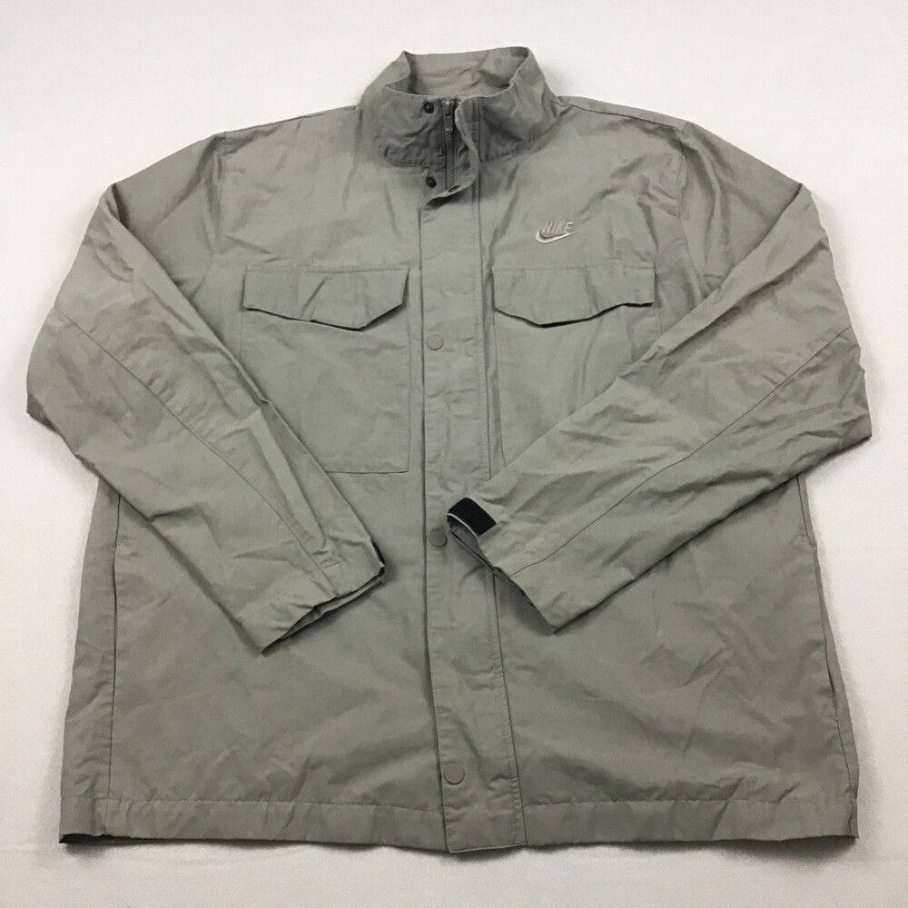 Nike Jacket Men Extra Large Gray Woven Field M65 Utility Windbreaker Swoosh XL